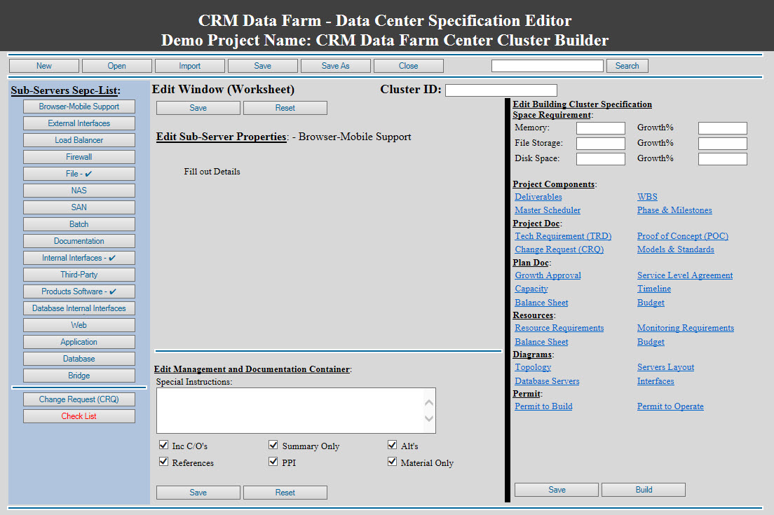Data Center Specification Editor